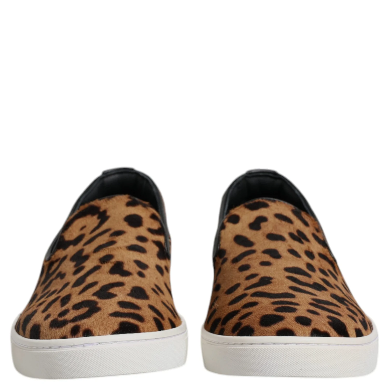 Brown Calfskin Fur Leopard Sneakers Shoes