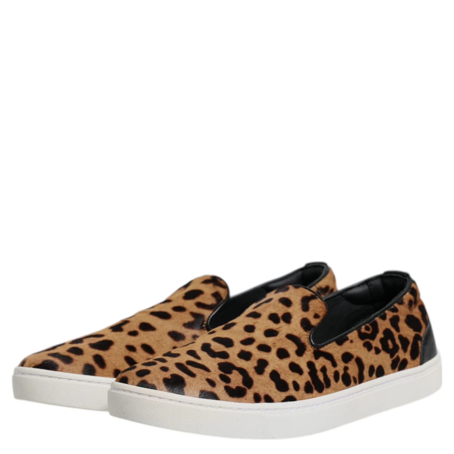 Brown Calfskin Fur Leopard Sneakers Shoes