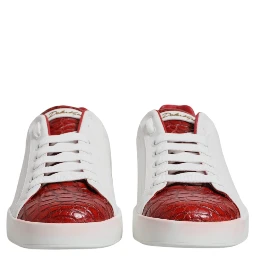 White Red Leather Portofino Men Sneaker Shoes