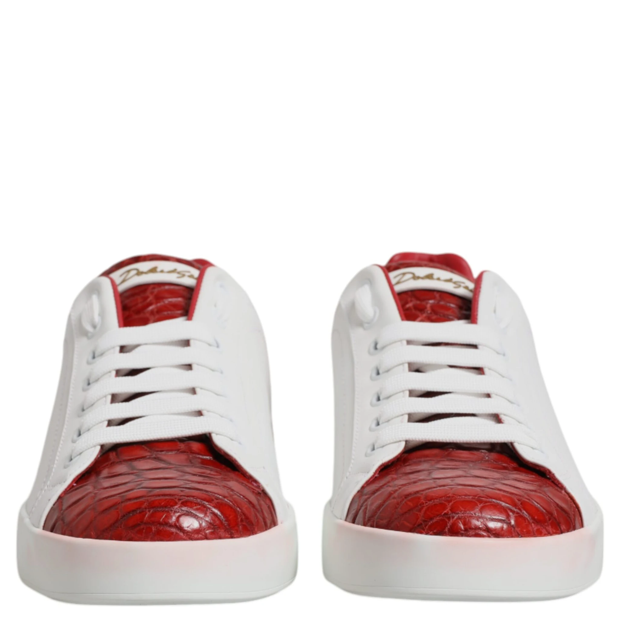 White Red Leather Portofino Men Sneaker Shoes