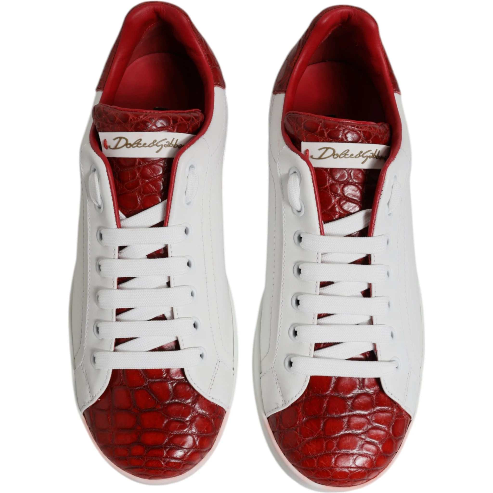 White Red Leather Portofino Men Sneaker Shoes