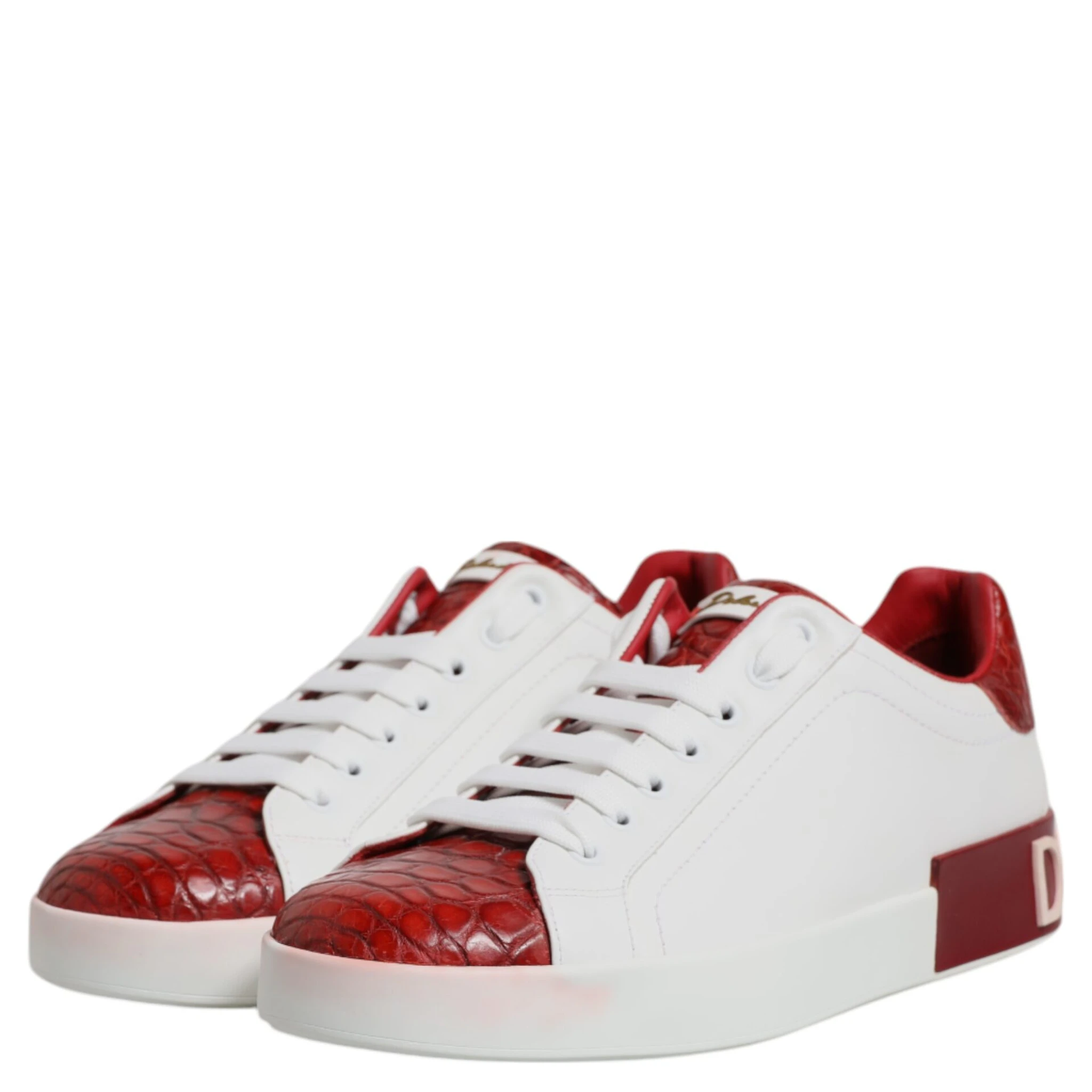 White Red Leather Portofino Men Sneaker Shoes