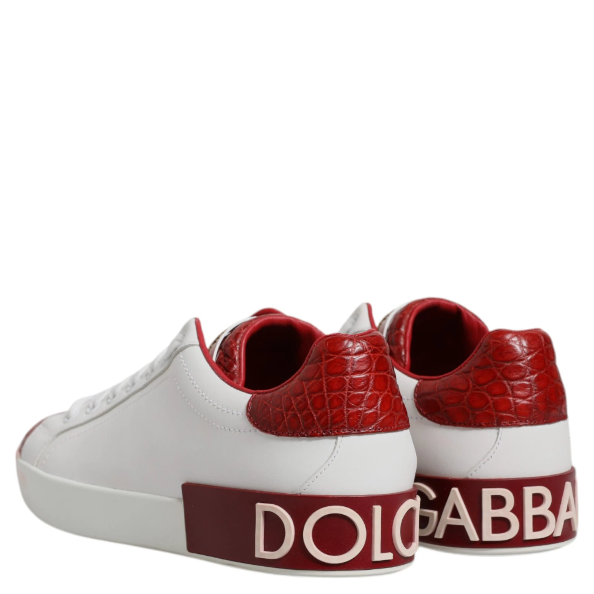 White Red Leather Portofino Men Sneaker Shoes