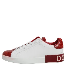 White Red Leather Portofino Men Sneaker Shoes