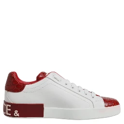White Red Leather Portofino Men Sneaker Shoes