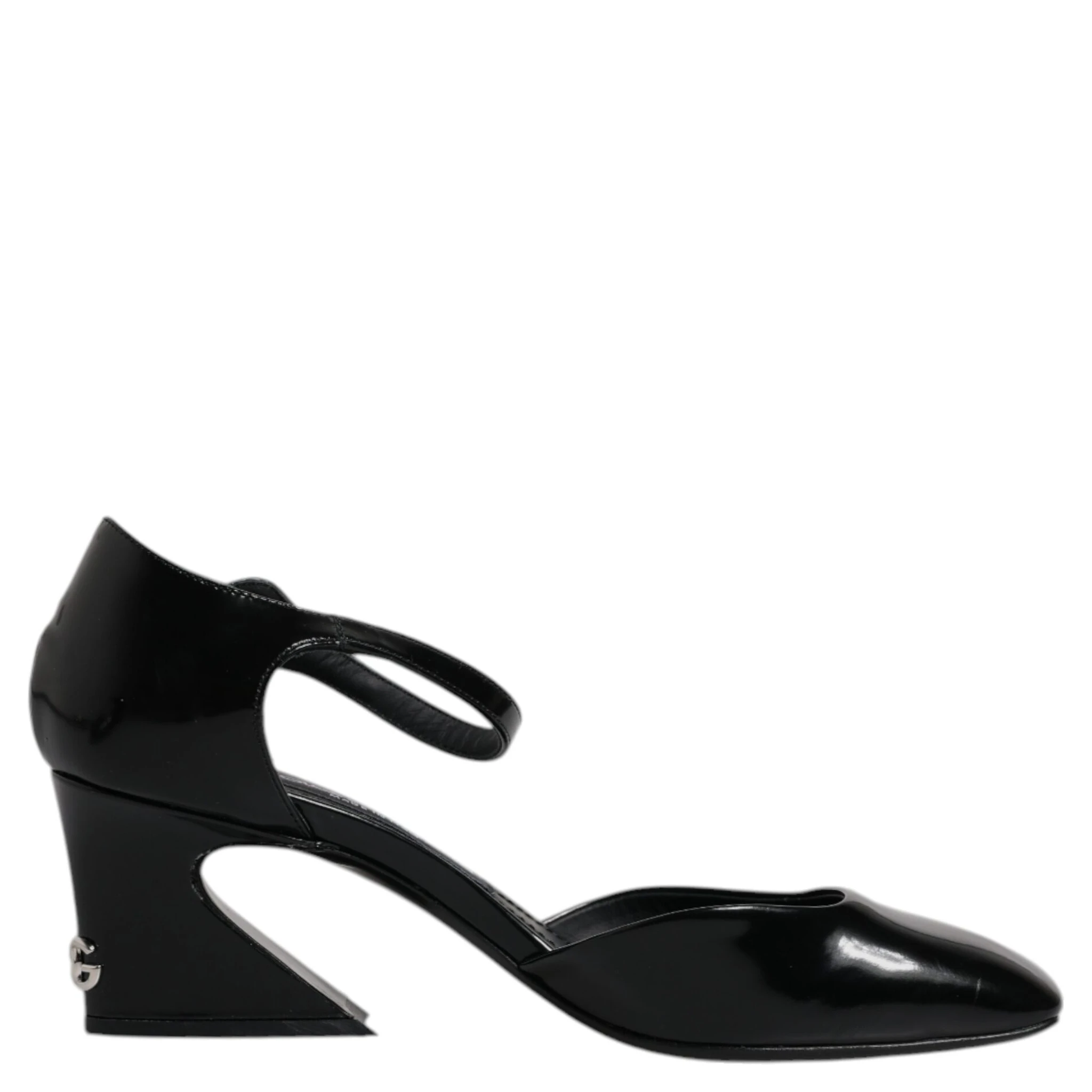 Black Leather Jackie Ankle Strap Sandals Shoes