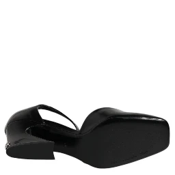 Black Leather Jackie Ankle Strap Sandals Shoes