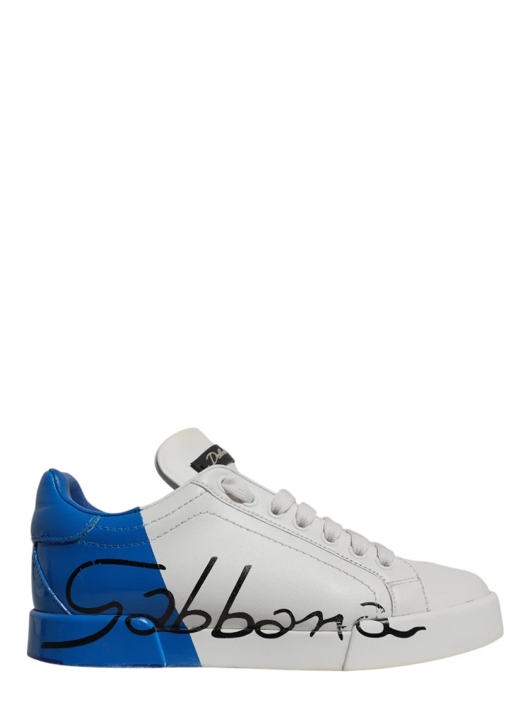 White Blue Logo Portofino Sneakers Shoes