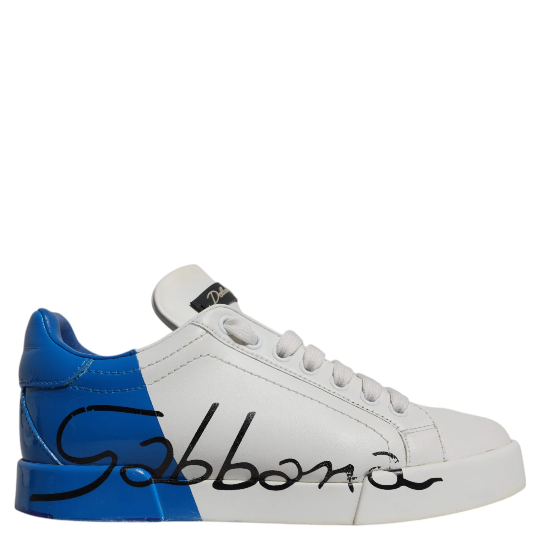 White Blue Logo Portofino Sneakers Shoes