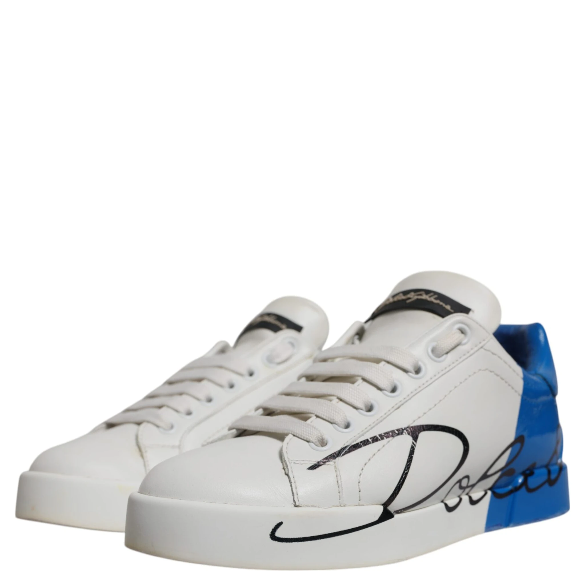 White Blue Logo Portofino Sneakers Shoes