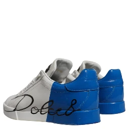 White Blue Logo Portofino Sneakers Shoes
