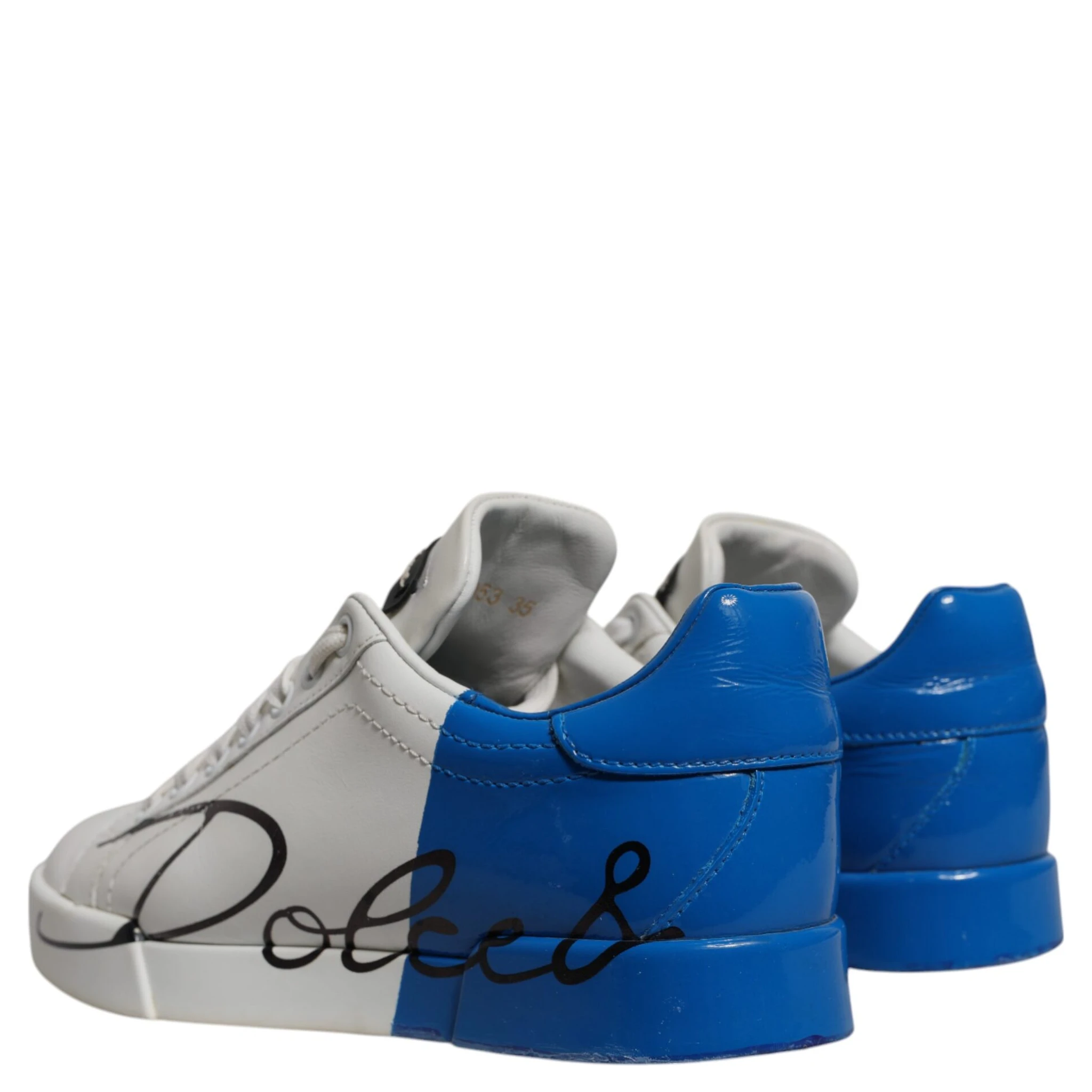 White Blue Logo Portofino Sneakers Shoes