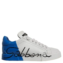 White Blue Logo Portofino Sneakers Shoes
