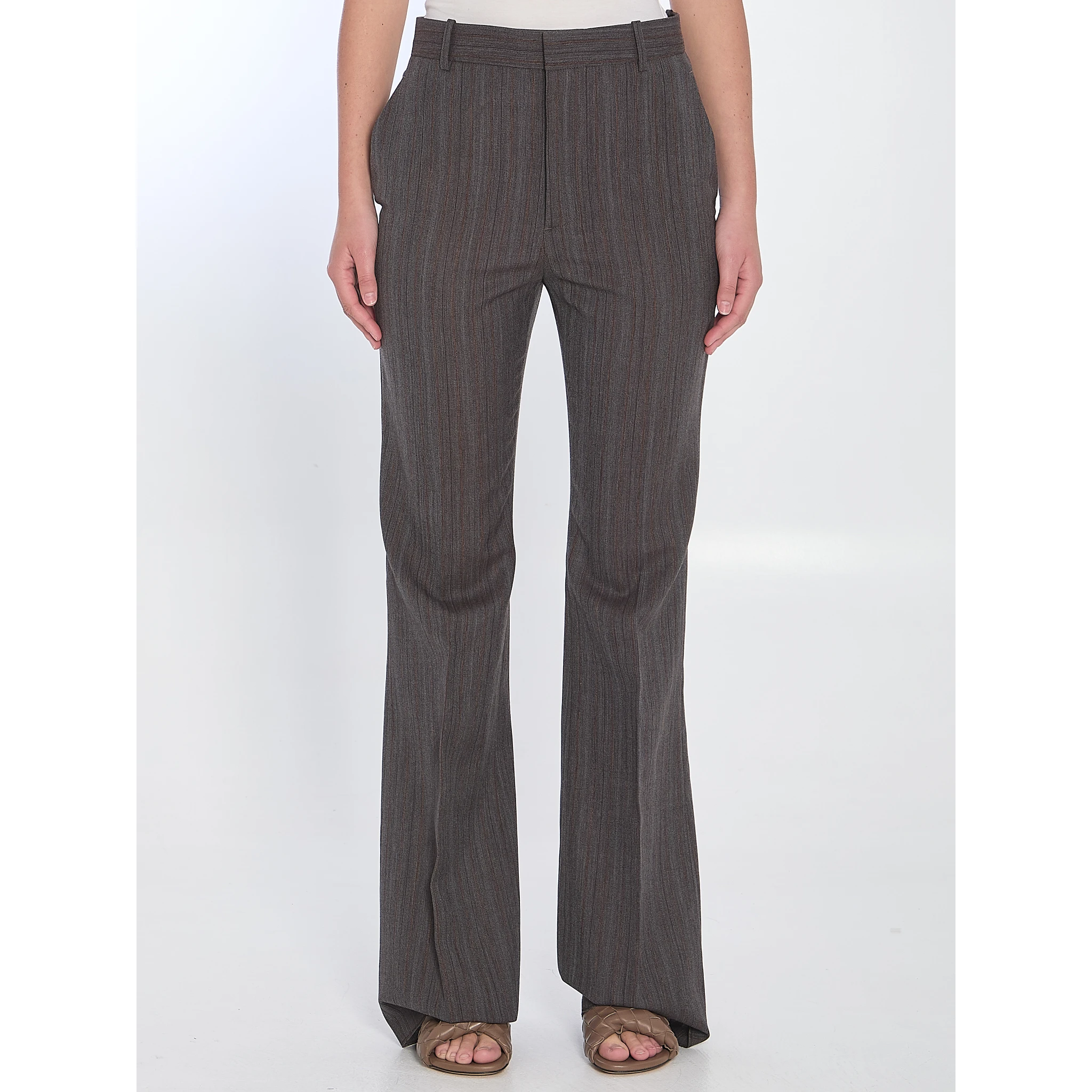 Wool trousers with thin stripes