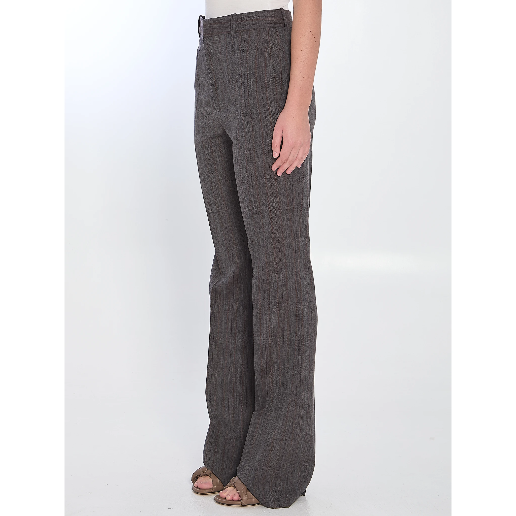 Wool trousers with thin stripes