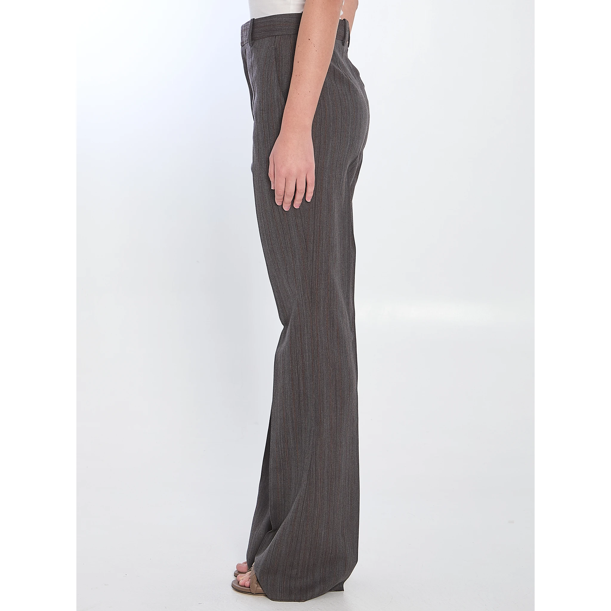 Wool trousers with thin stripes