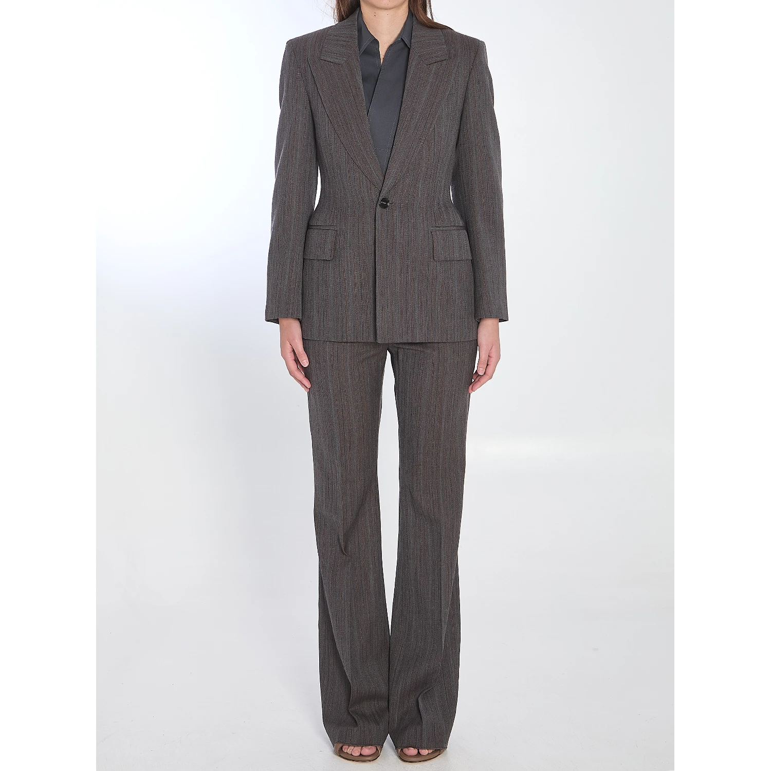 Wool trousers with thin stripes