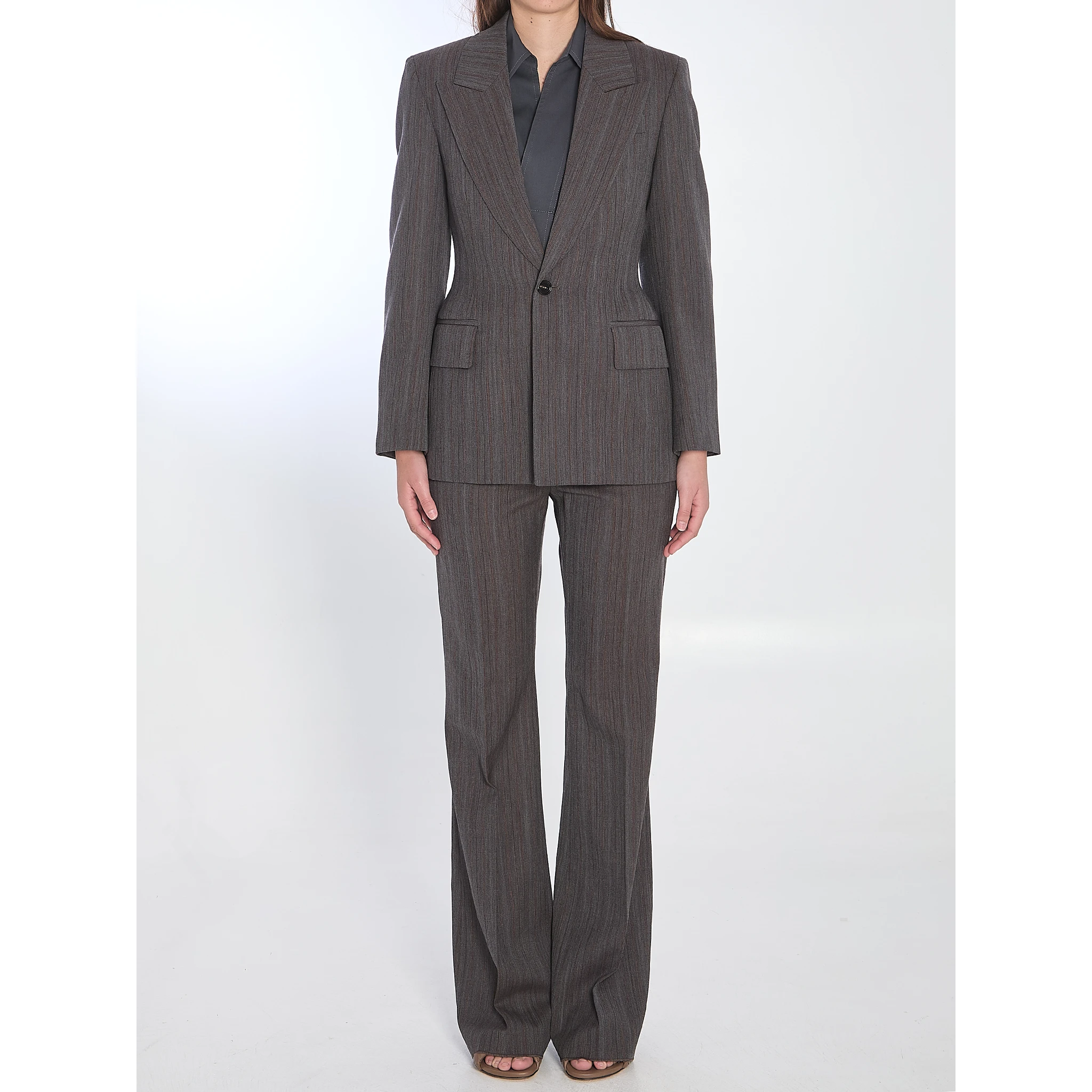 Wool trousers with thin stripes