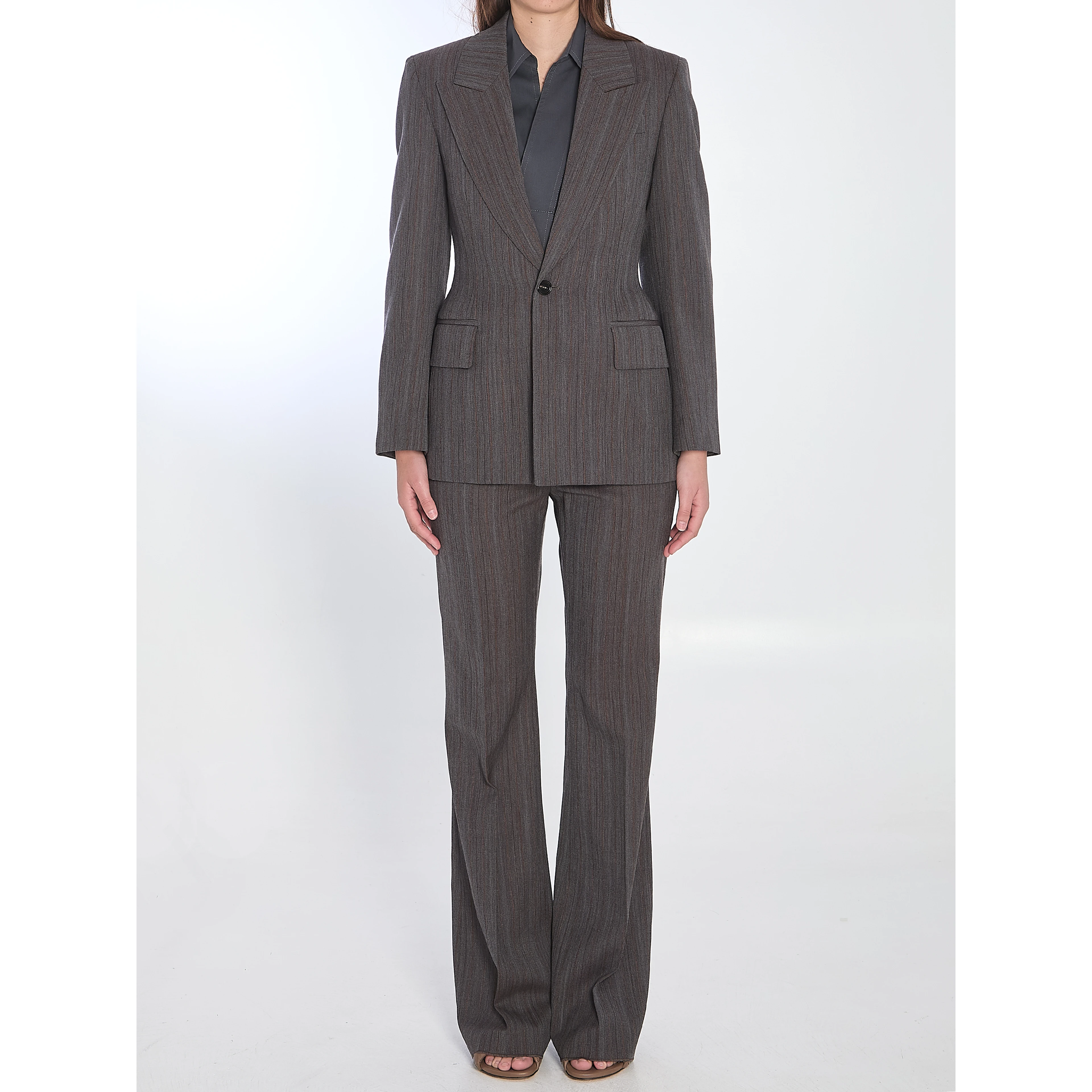 Wool trousers with thin stripes