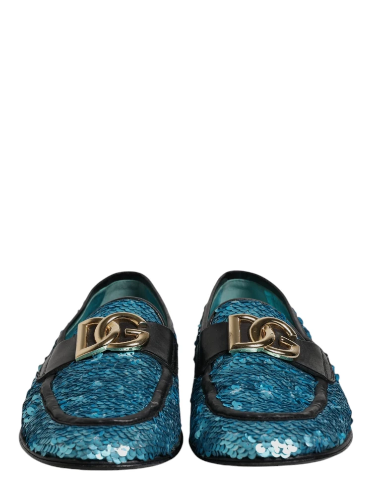 Blue Sequined Loafers Formal Dress Shoes alternative
