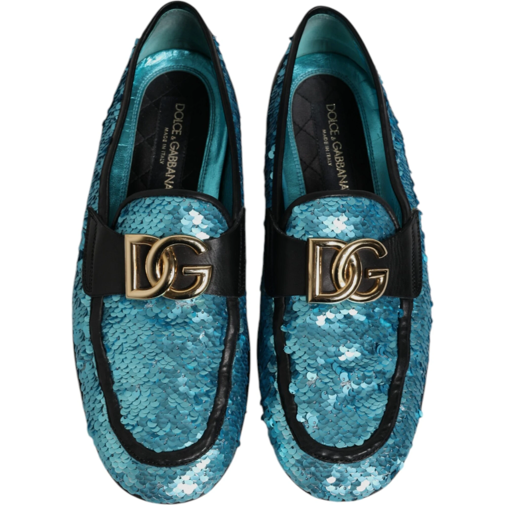 Blue Sequined Loafers Formal Dress Shoes
