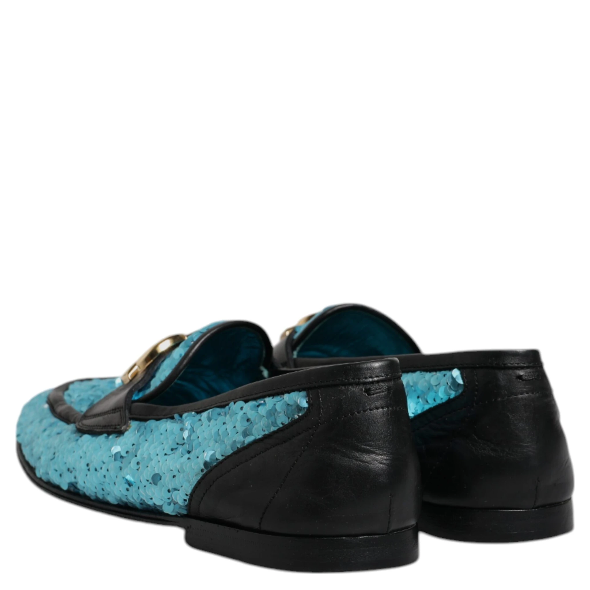Blue Sequined Loafers Formal Dress Shoes