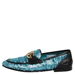 Blue Sequined Loafers Formal Dress Shoes