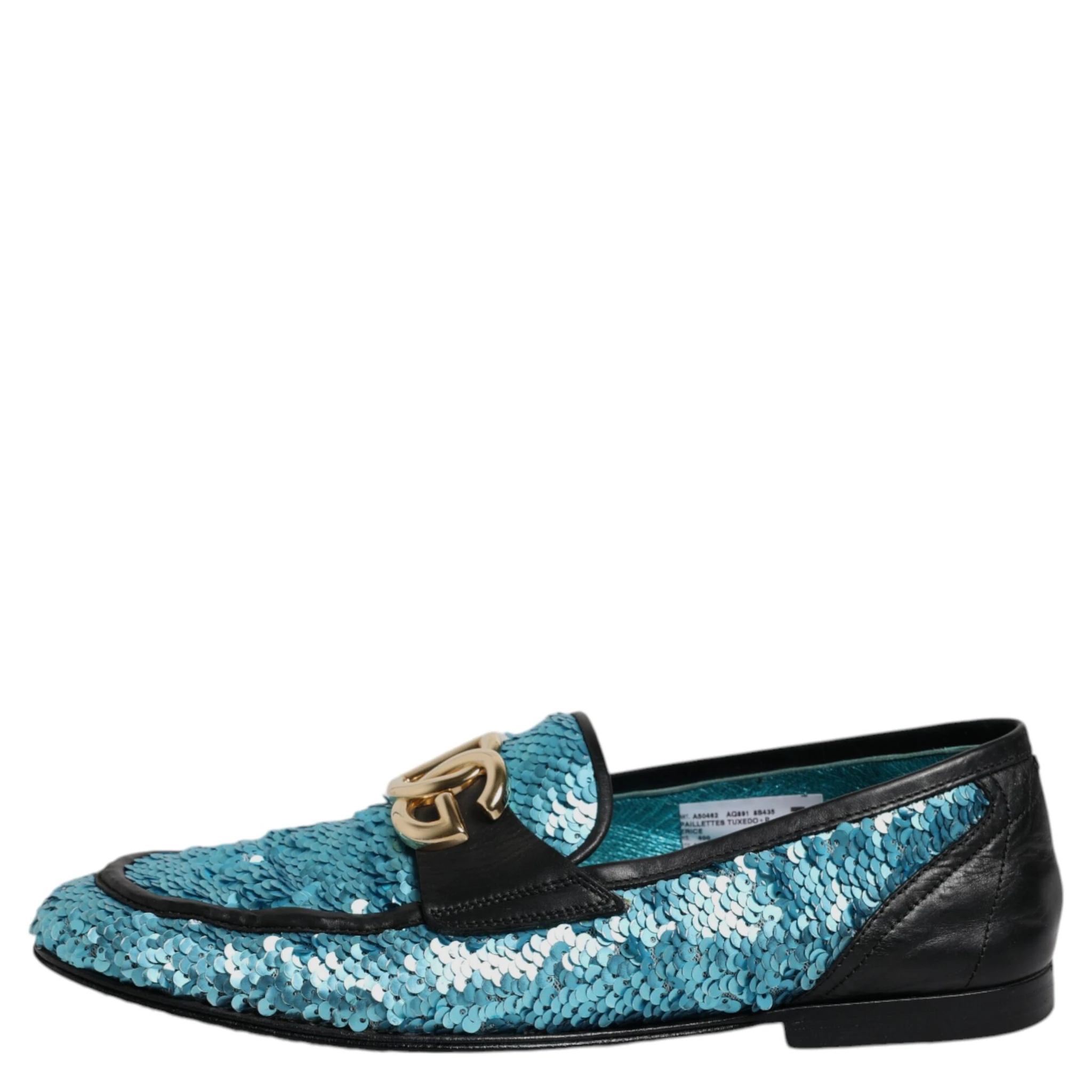 Blue Sequined Loafers Formal Dress Shoes