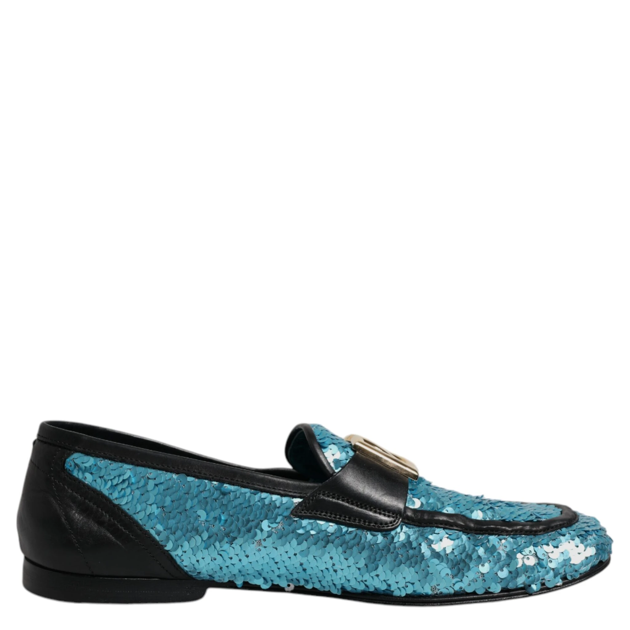 Blue Sequined Loafers Formal Dress Shoes