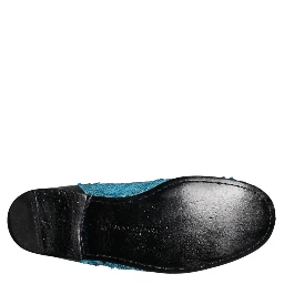 Blue Sequined Loafers Formal Dress Shoes
