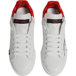 White Red Logo Portofino Sneakers Shoes