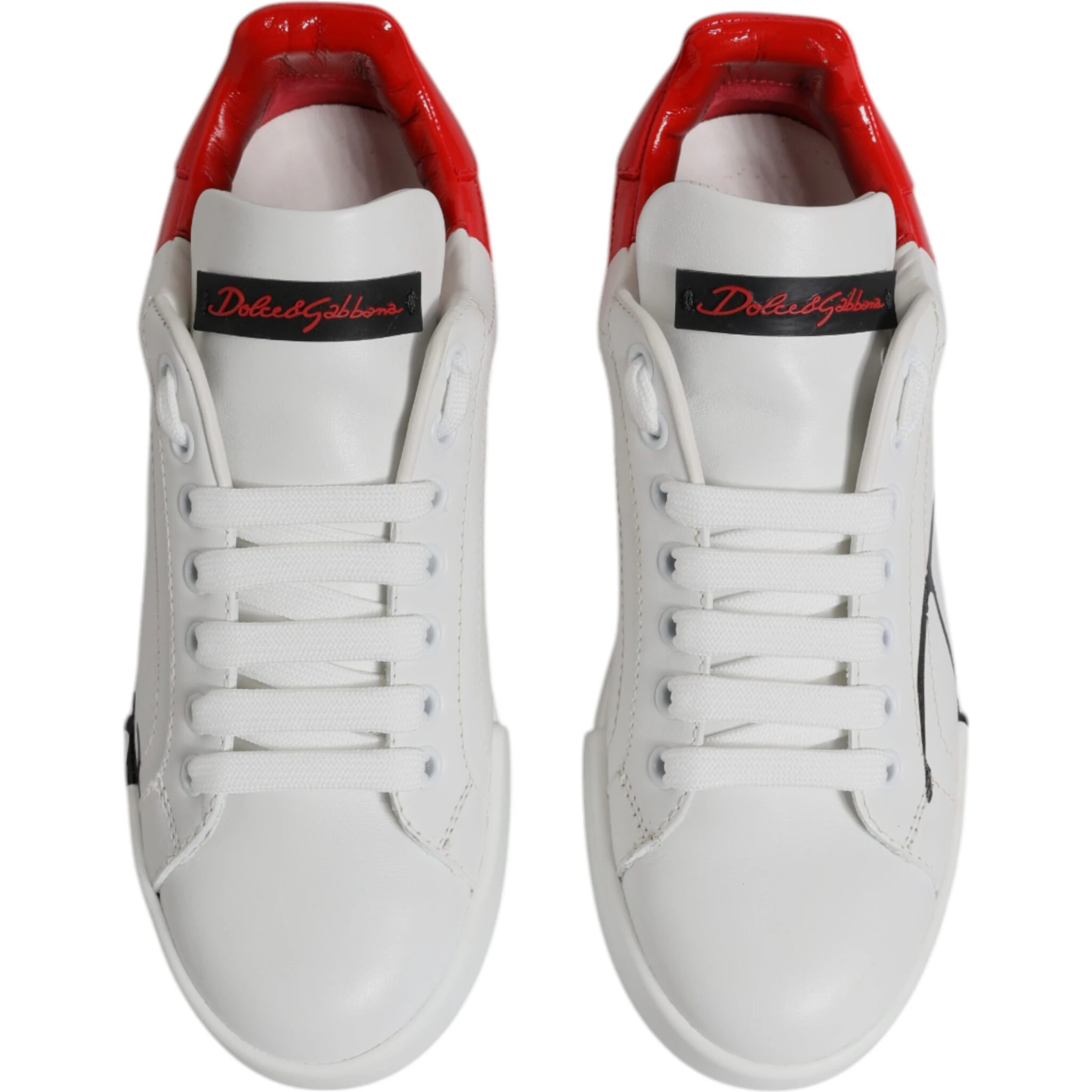White Red Logo Portofino Sneakers Shoes