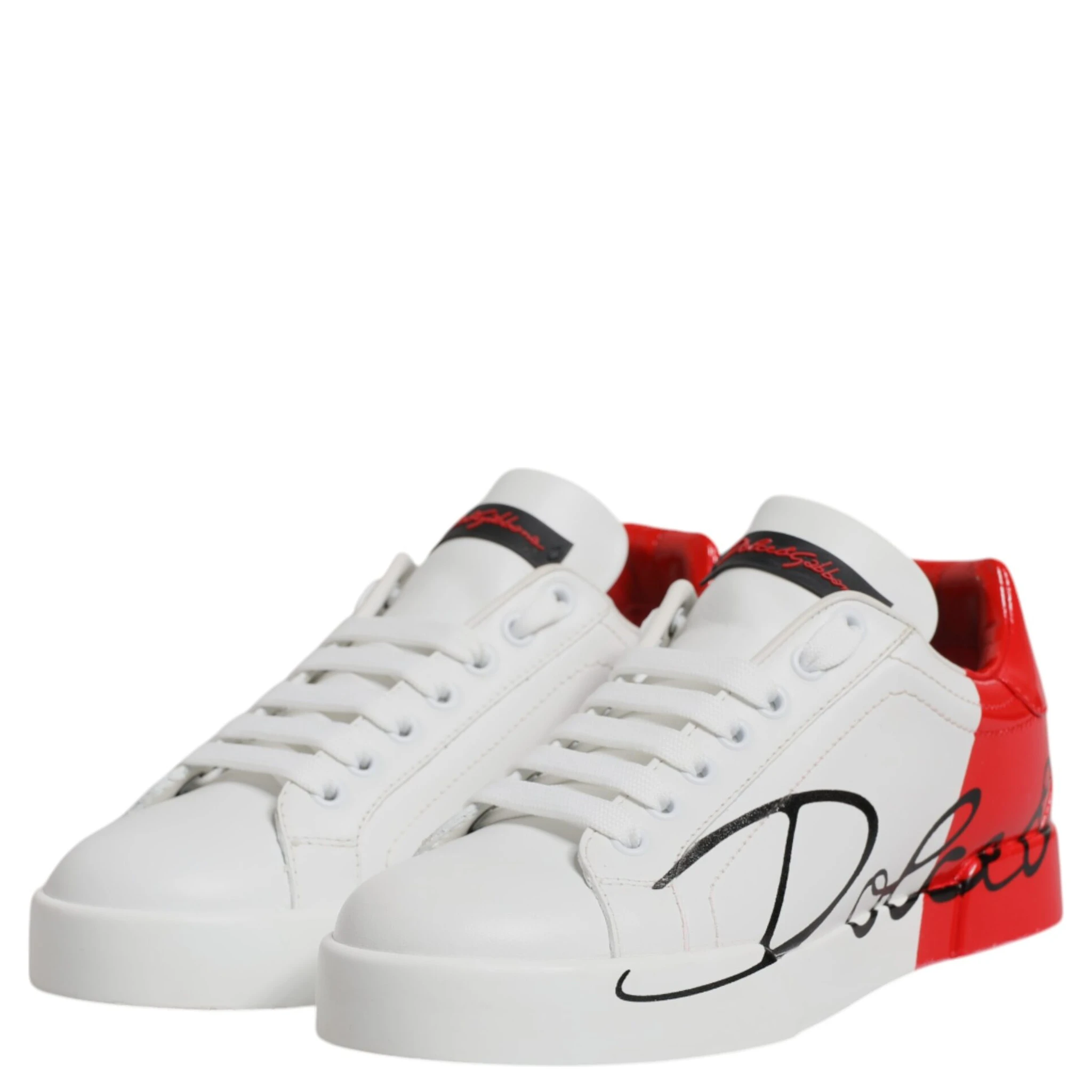White Red Logo Portofino Sneakers Shoes