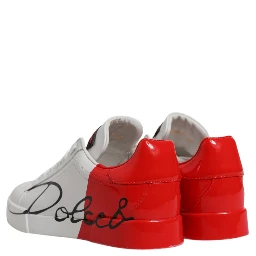 White Red Logo Portofino Sneakers Shoes