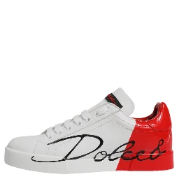 White Red Logo Portofino Sneakers Shoes