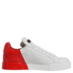White Red Logo Portofino Sneakers Shoes