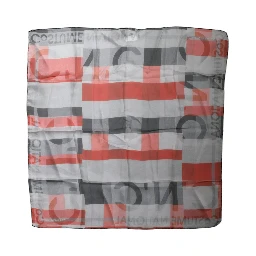 Gray Red Silk Square Neck Wrap Scarf