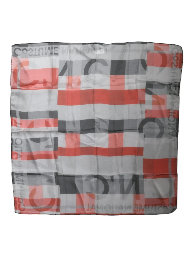 Gray Red Silk Square Neck Wrap Scarf alternative