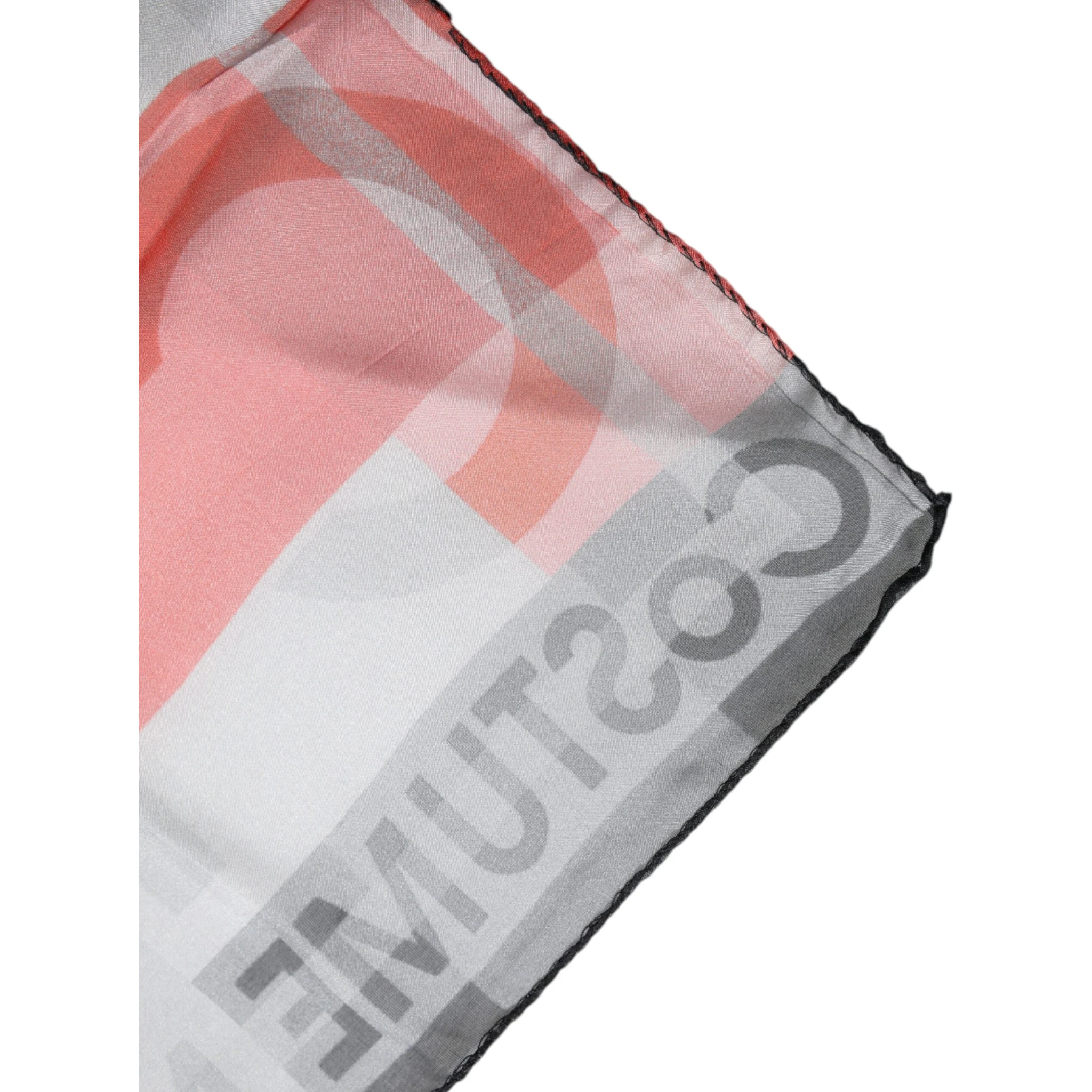 Gray Red Silk Square Neck Wrap Scarf