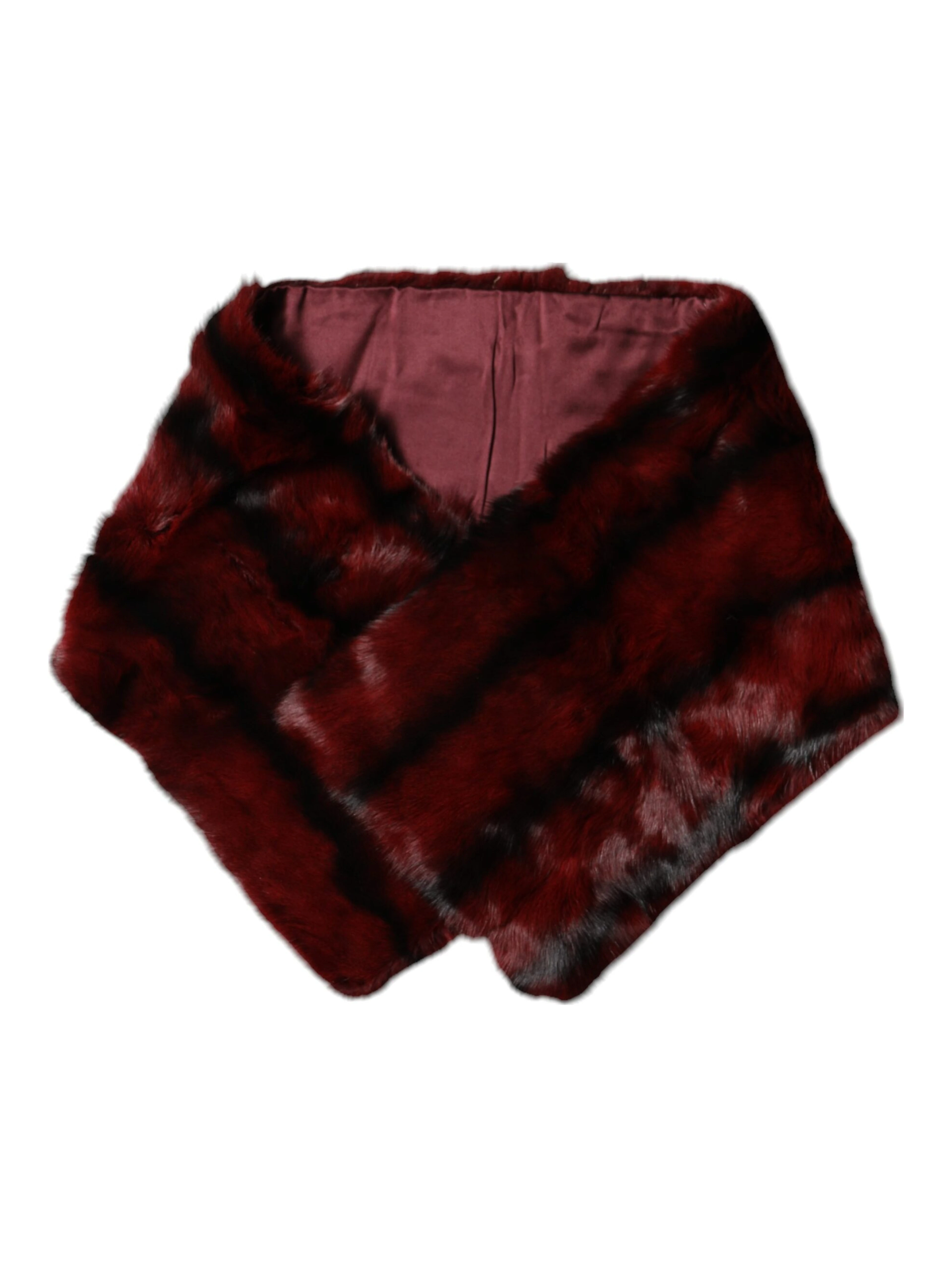 Black Red Stripe Fur Shawl Neck Wrap Scarf
