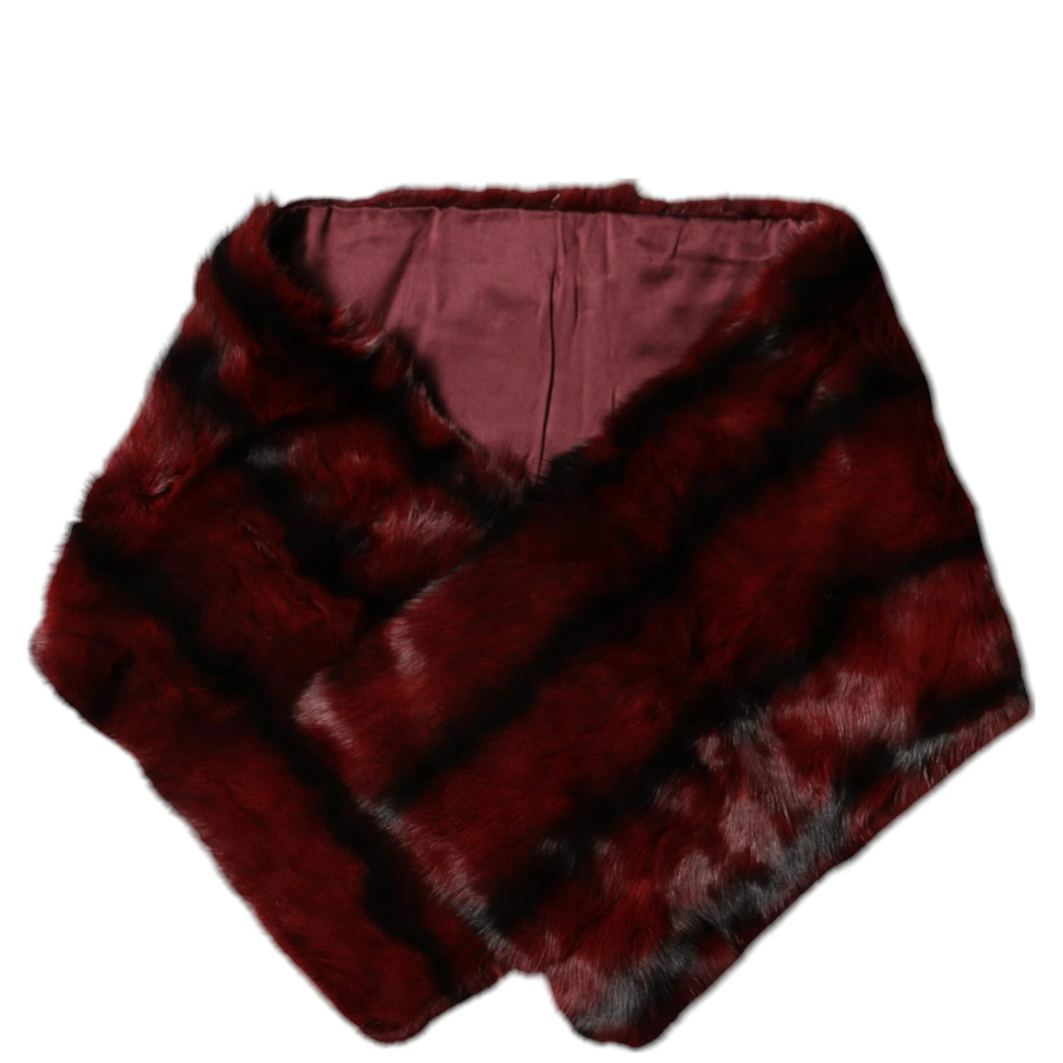 Black Red Stripe Fur Shawl Neck Wrap Scarf