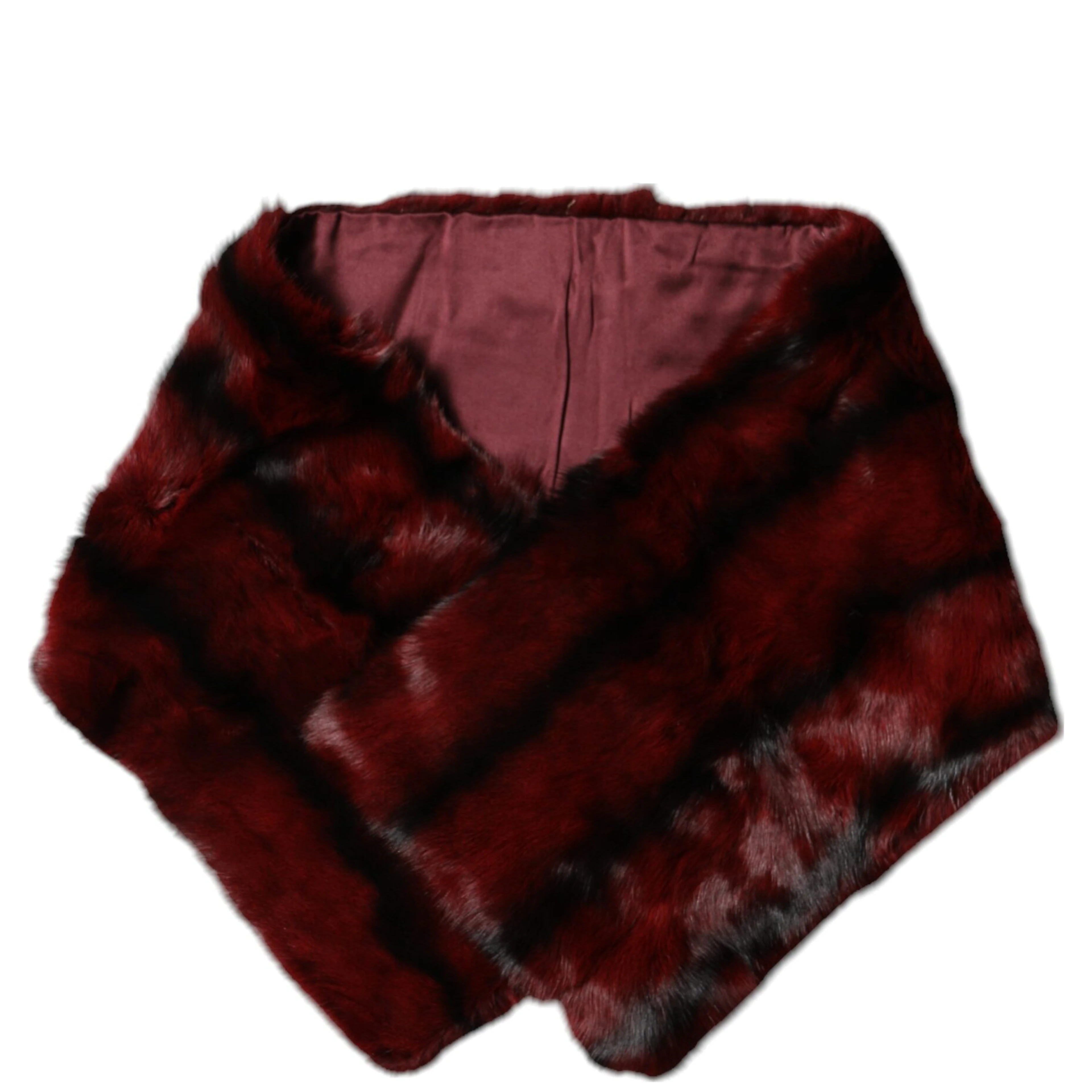 Black Red Stripe Fur Shawl Neck Wrap Scarf