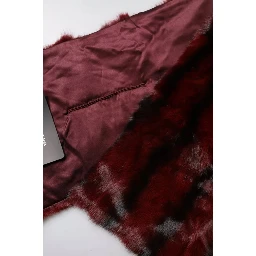 Black Red Stripe Fur Shawl Neck Wrap Scarf