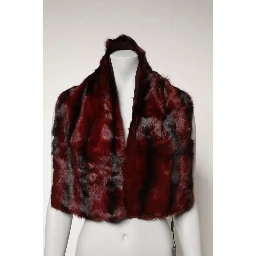 Black Red Stripe Fur Shawl Neck Wrap Scarf
