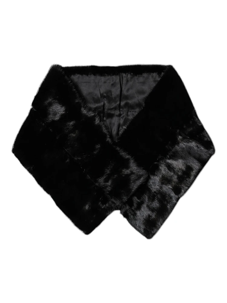 Black Fur Shawl Neck Wrap Cover Collar Scarf