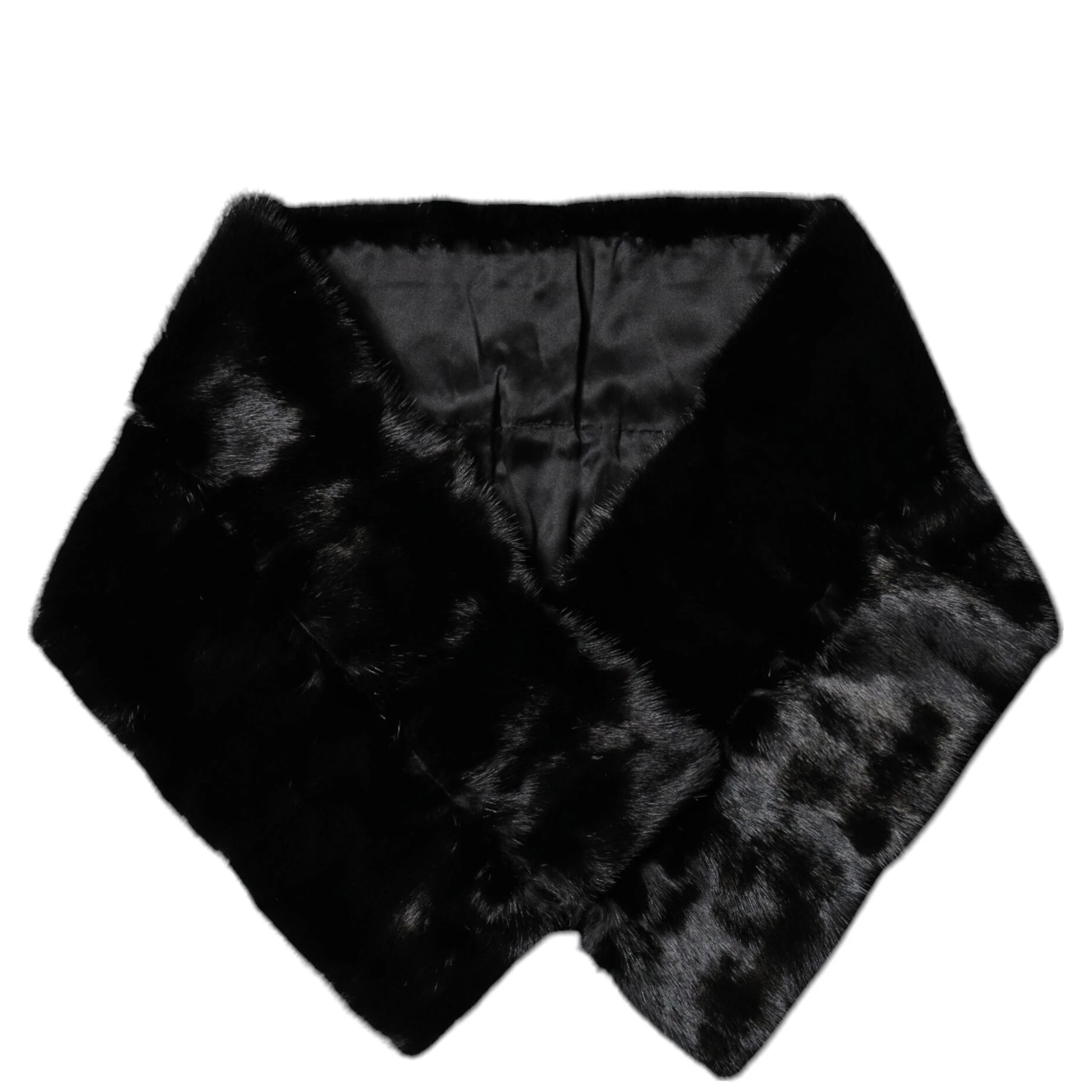 Black Fur Shawl Neck Wrap Cover Collar Scarf