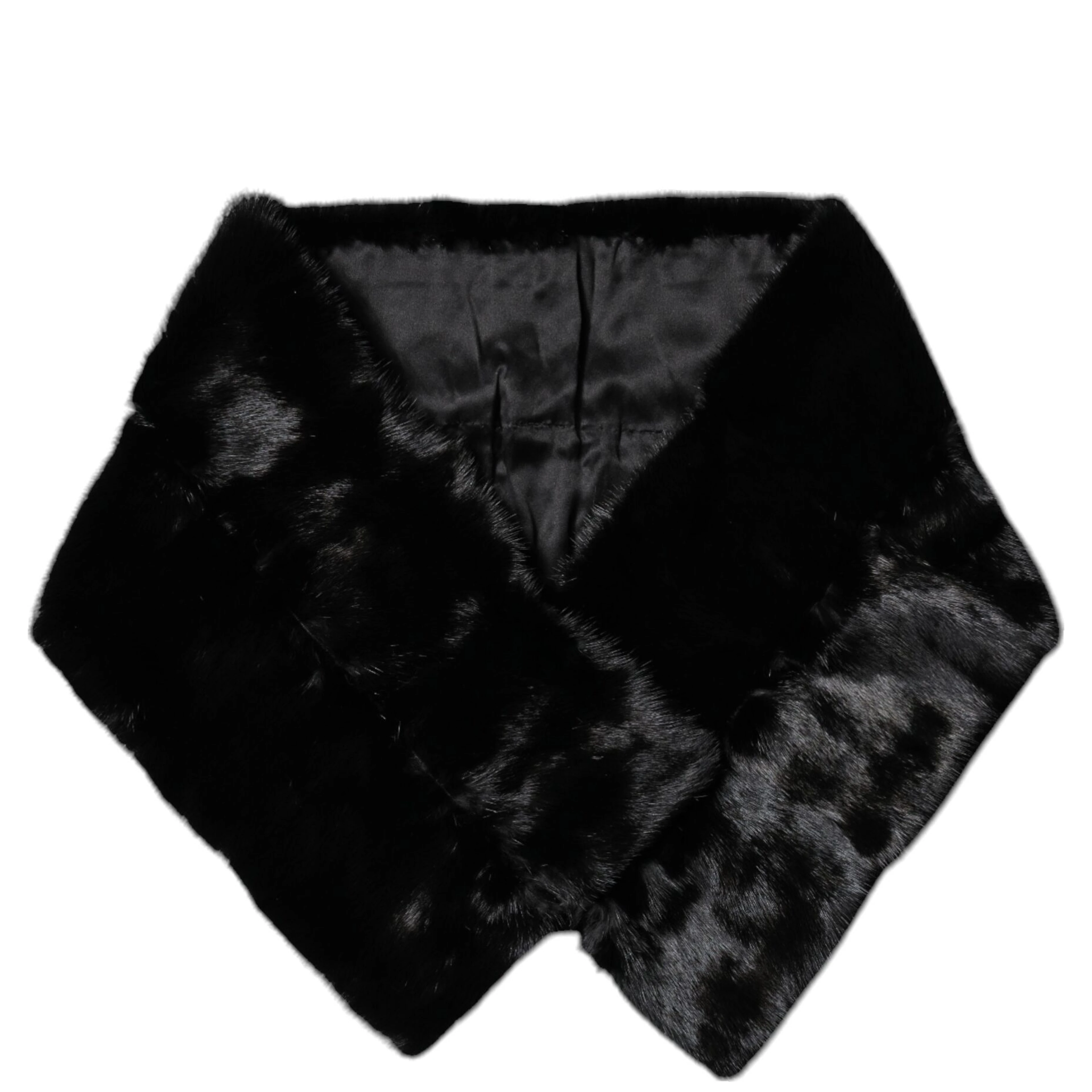 Black Fur Shawl Neck Wrap Cover Collar Scarf