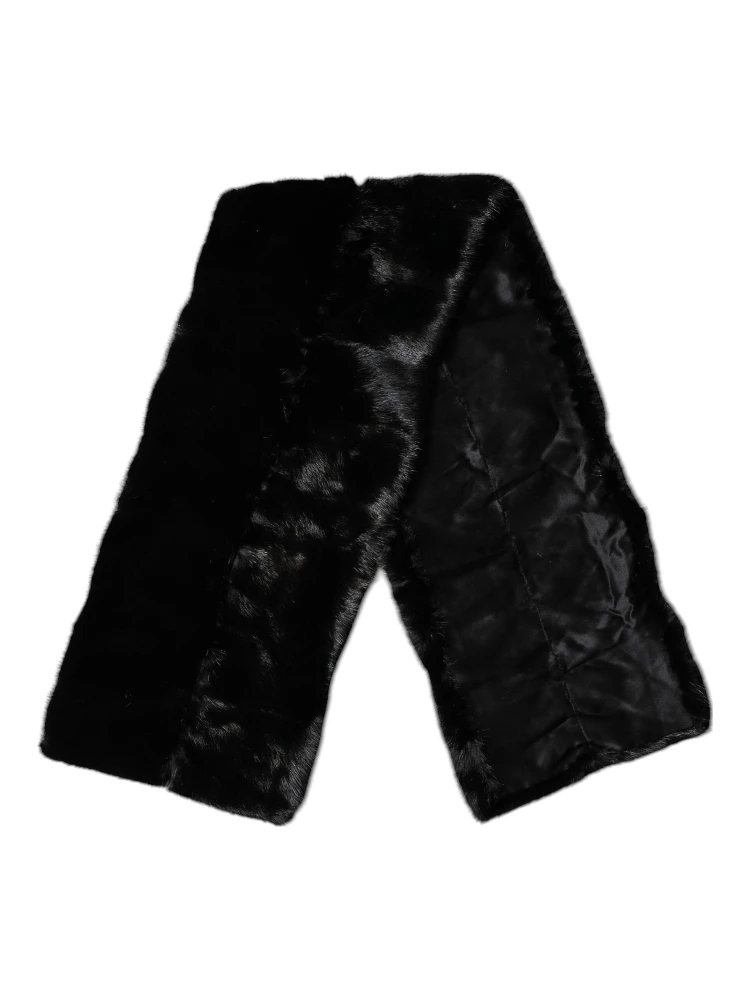 Black Fur Shawl Neck Wrap Cover Collar Scarf alternative