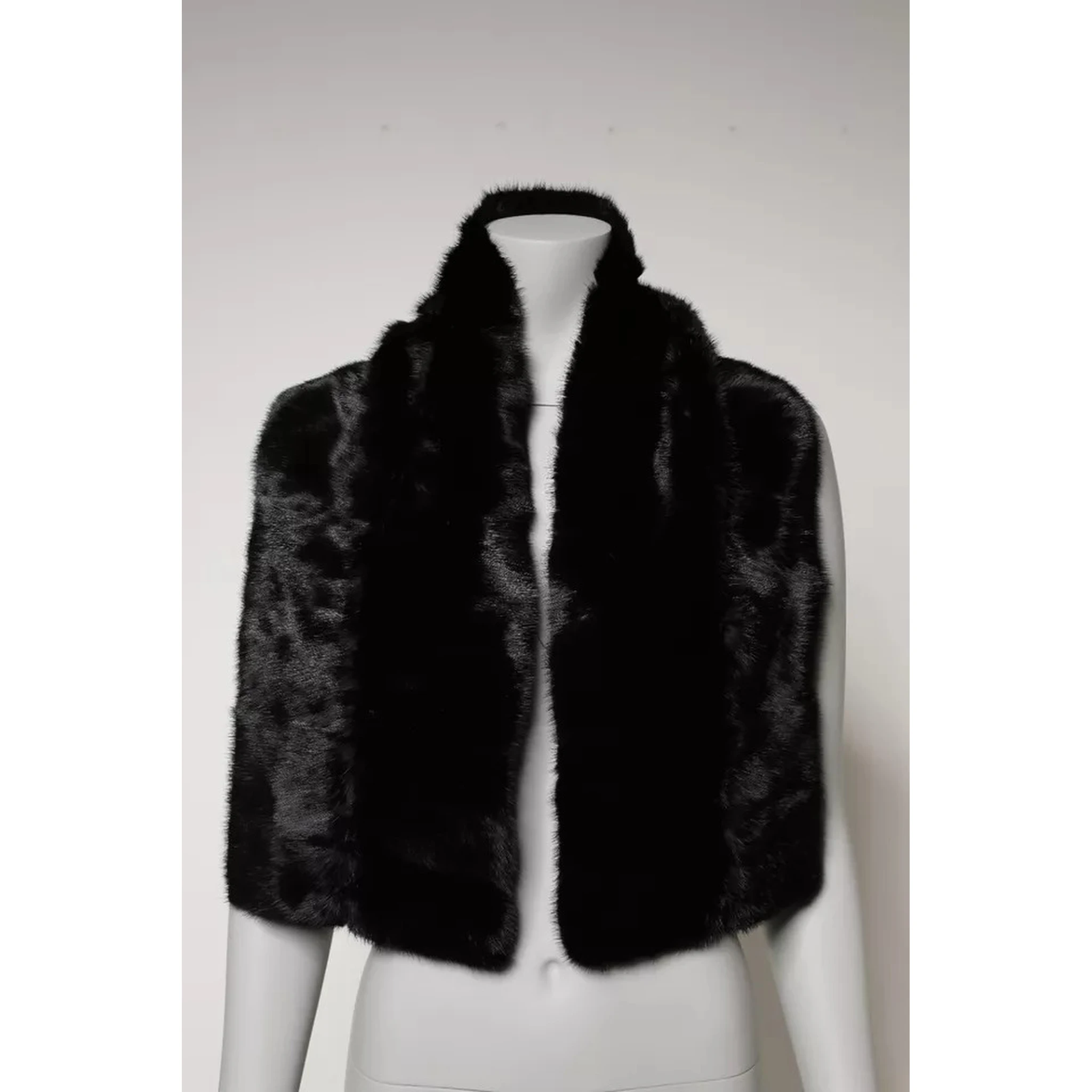 Black Fur Shawl Neck Wrap Cover Collar Scarf