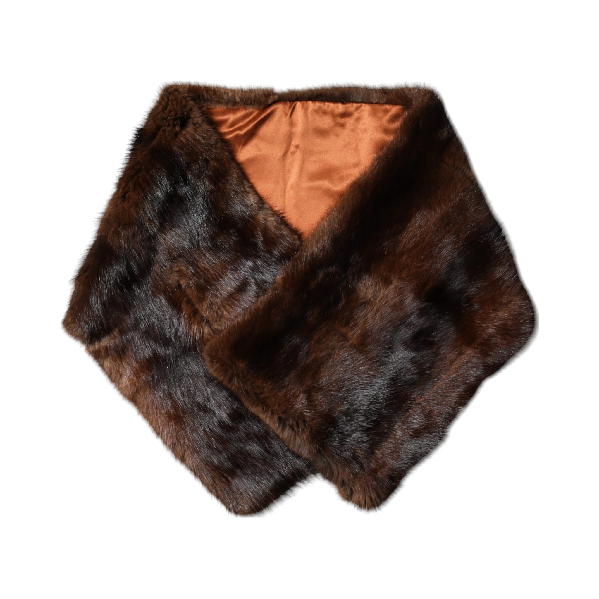 Black Brown Stripe Fur Shawl Wrap Scarf